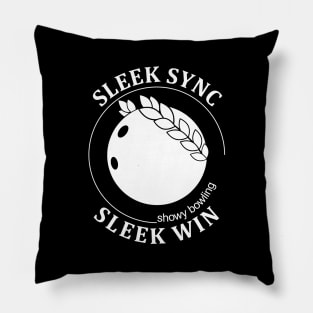 Showy Bowling. Sleek Win (white print)) Pillow