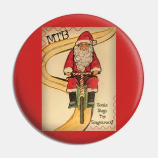 MTB, Santa Slays The Singletrack Pin