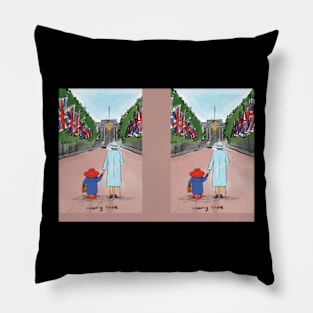 Farewell Queen Elizabeth and Paddington the Bear Pillow