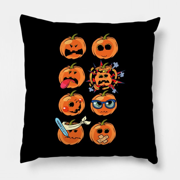 Halloween emojis Pillow by Roadkill Creations