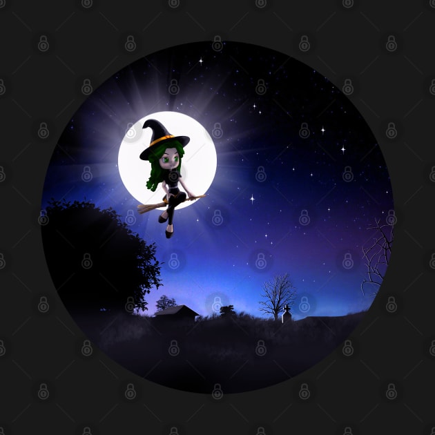 Little Witch Full Moon Night by 2HivelysArt