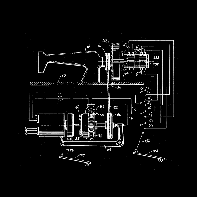 Driving Arrangements for Sewing Machine Vintage Patent Hand Drawing by TheYoungDesigns