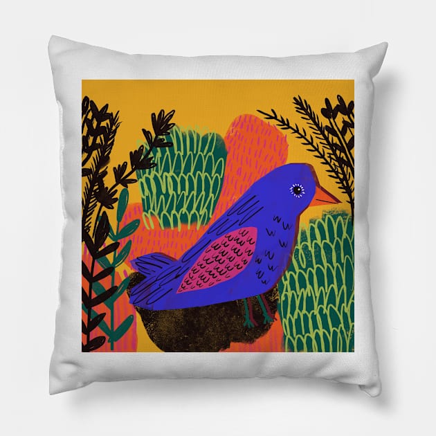 Bird, modern, graphic, bird print, bright Pillow by Kimmygowland