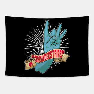 3RoundedStripes Hand Sign (Dark) Tapestry