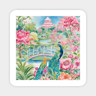 Preppy colors mystical chinoiserie garden Magnet