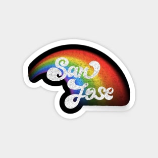 San Jose // Faded Retro Rainbow Typography Design Magnet