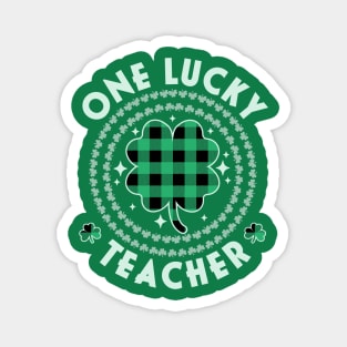 One Lucky Teacher Green Plaid Shamrock St Patrick's Day Magnet