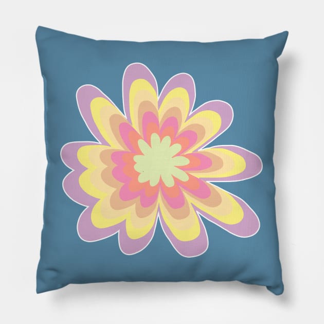 Multi Color Daisy Flower Minimal Graphic Art Pillow by ellenhenryart