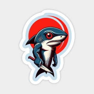 Killer shark carrying a knife Magnet