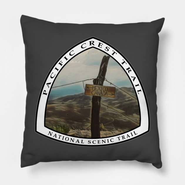 Pacific Crest trail sign emblem Pillow by Deedy Studio