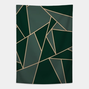 Midnight Green Art Deco Pattern Tapestry