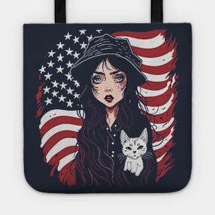 Patriotic Cat Mother Tote