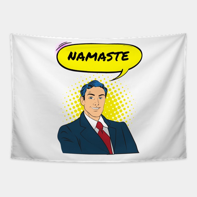 Namaste Man In Suit Tapestry by DesignIndex