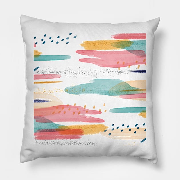 Colorful Brush Strokes Pillow by edwardecho