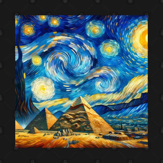 Pyramids of Giza Starry Night - Beautiful Iconic Places by Edd Paint Something