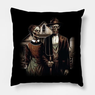 American Gothic - Vintage Zombie  Art Pillow