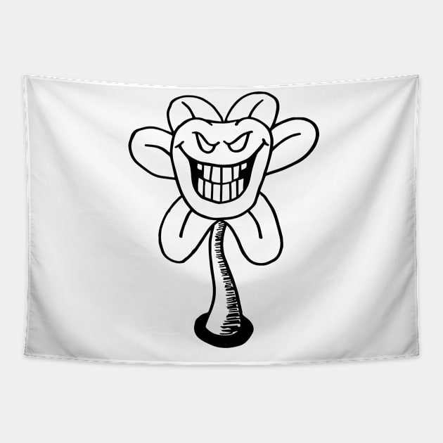 Flowey Undertale Simple Black and White Design Tapestry by Irla