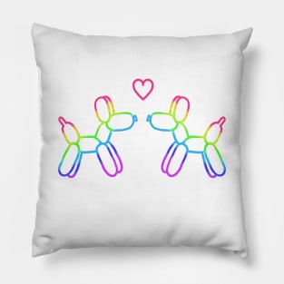 Rainbow Balloon Dogs in Love Pillow