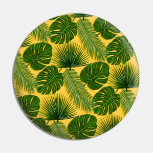 Tropical Leaf Scatter Pattern on Yellow Pin