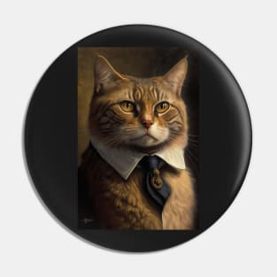 A Distinguished cat portrait Pin