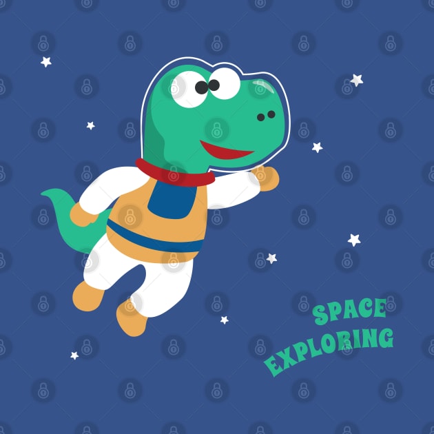 Funny dinosaur in space. Dinosaur in outer space by KIDS APPAREL