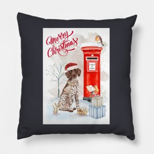 German Shorthaired Pointer Merry Christmas Santa Dog Pillow