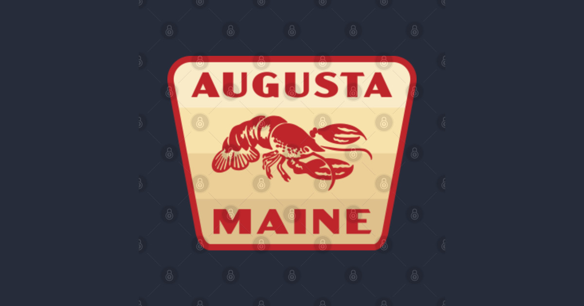 Augusta Maine Retro Lobster Badge (Tan) Augusta TShirt TeePublic