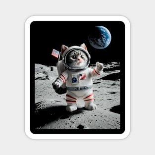 Astronaut cat on moon Magnet