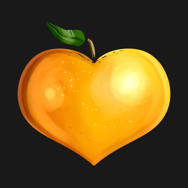 Orange In Heart Shape - Vegetarian - Go Vegan by SinBle