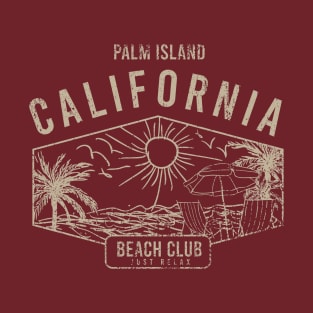 California palm island  summer beach scene hand drawn T-Shirt