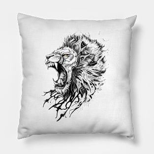 Lion Wild Animal Nature Illustration Art Tattoo Pillow