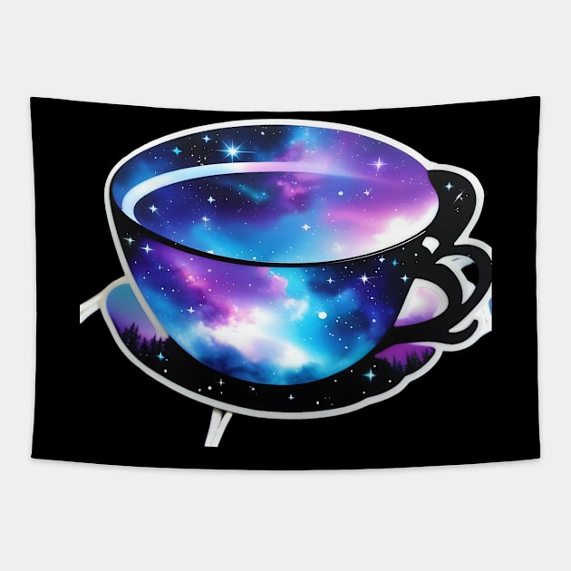 Milky way  in the cup Tapestry by Spaceboyishere