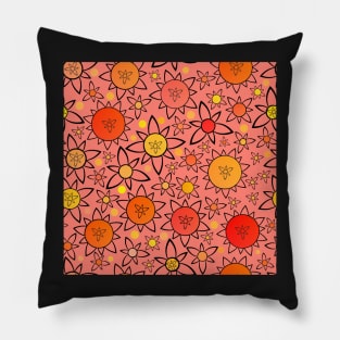Flower Suns Warm on Deep Blush Pink Repeat 5748 Pillow