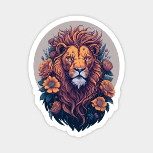 Floral Bloom Lion King Vintage Classic Style Magnet