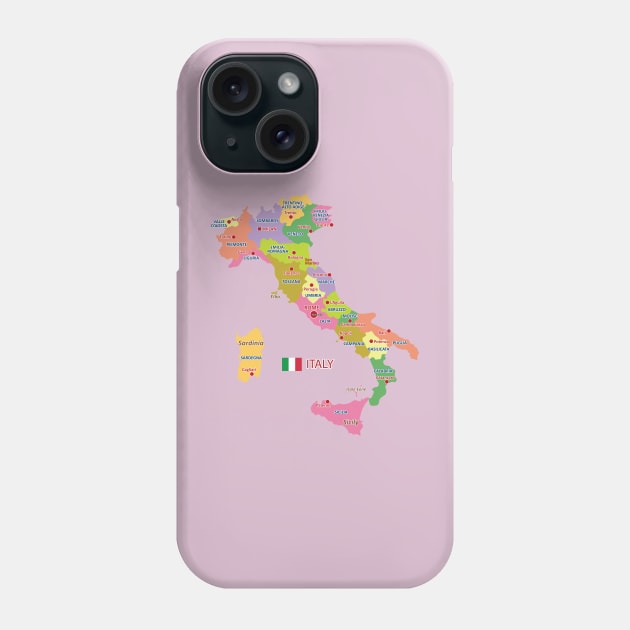 Administrative map of Italy Phone Case by AliJun