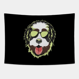 Bernedoodle Face Neon Light Color Tapestry