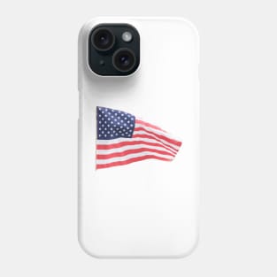 American stars and stripes flag isolated on white, in breeze. Phone Case