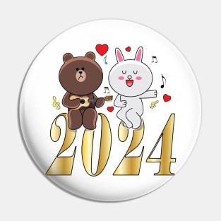 Cony Bunny Happy New Year 2024 Pin