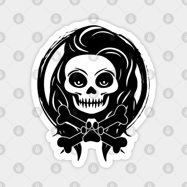 Female Pet Sitter Skull and Crossbones Black Logo Magnet by Nuletto