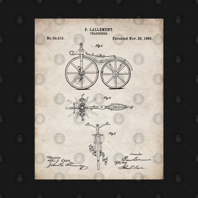 Bicycle Patent - Cycling Cyclist Bike Riding Fan Art - Antique by patentpress