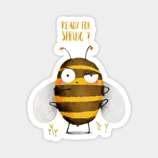 Ready for spring, watercolor funny bee Magnet