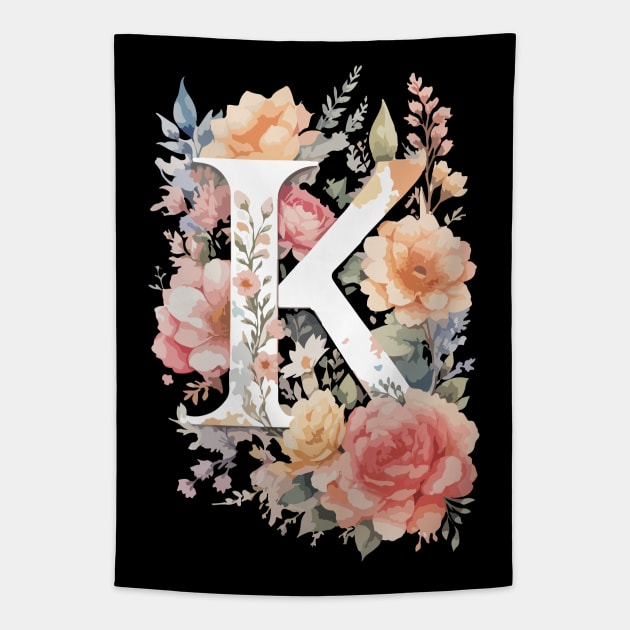 Monogram letter K Tapestry by CatCoconut-Art