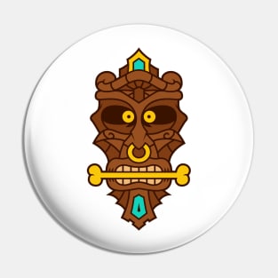 Funny Tribal Tiki Head Pin