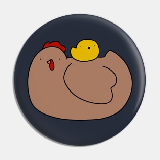 Brown Hen and Yellow Chick Pin