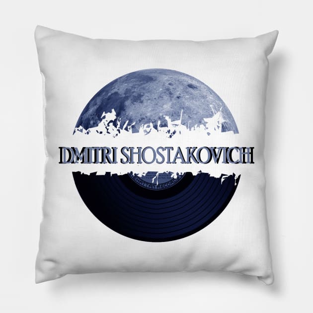 Dmitri Shostakovich blue moon vinyl Pillow by hany moon