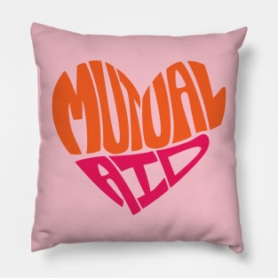 Mutual Aid Heart — Orange & Pink Pillow