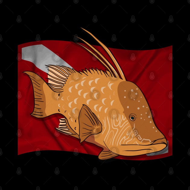 Fish Hogfish On Dive Flag Florida Spearfishing Gift Diving by Proficient Tees