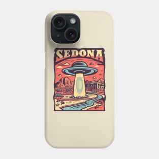 Vintage Retro Sedona UFO Art - Quirky Extraterrestrial Illustration Phone Case