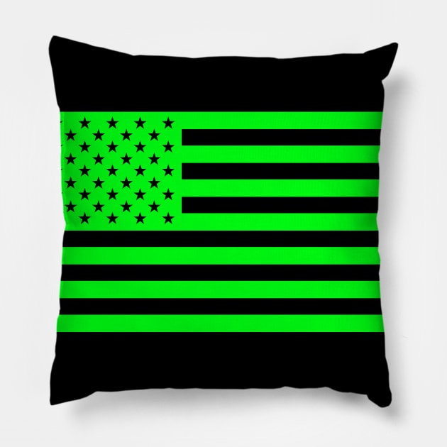 USA Glowing Green Flag Pillow by NINE69