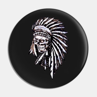 Native American Indian Skull Headdress Pin